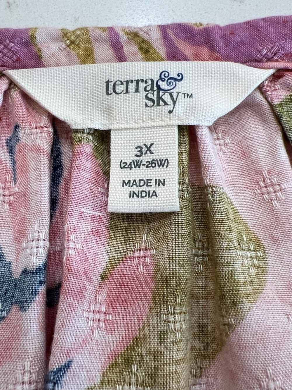 Terra & Sky Floral Puff Sleeve Midi Dress 3X Belted V Neck - Picture 6 of 11